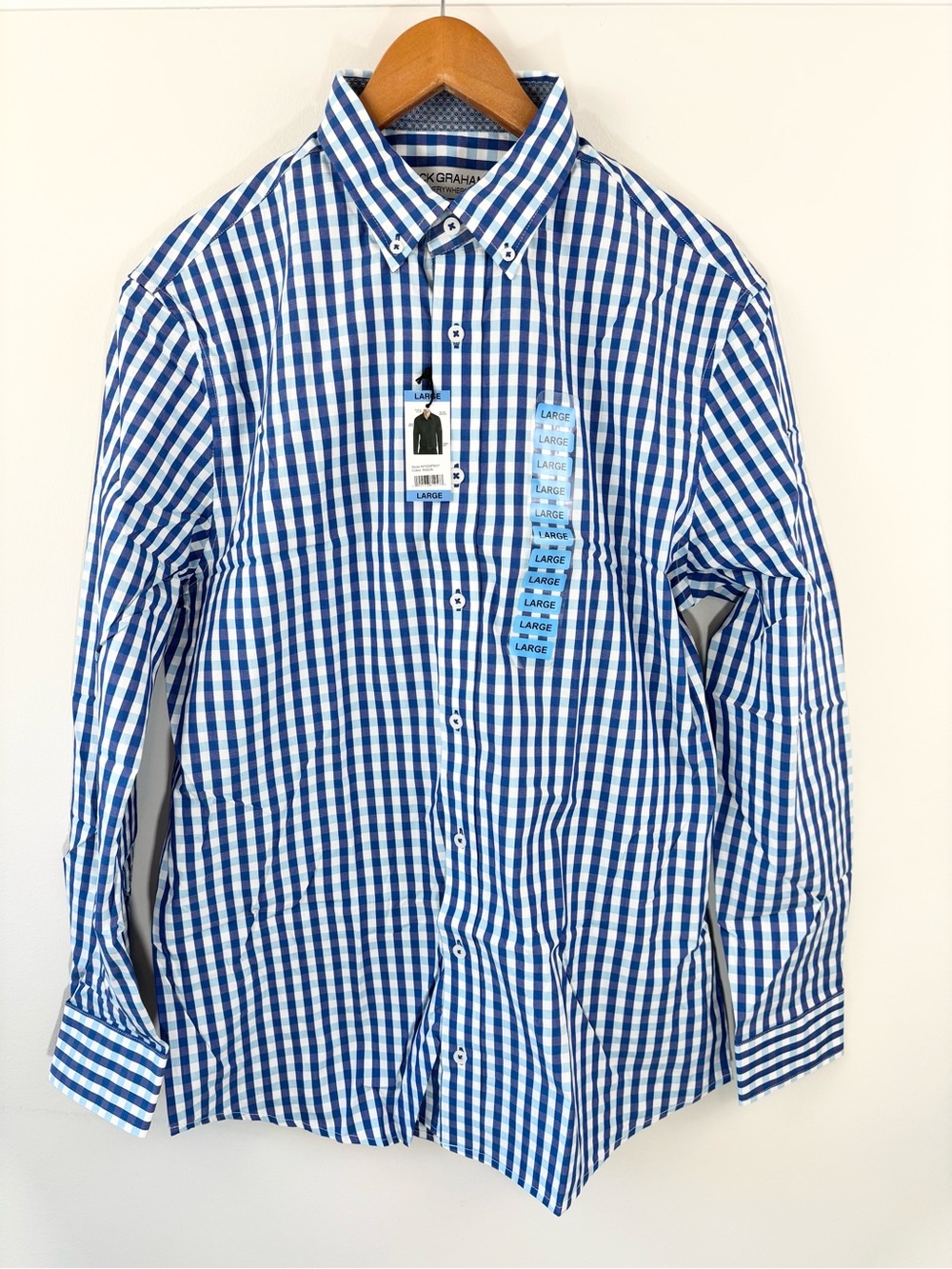 NWT Nick Graham stretch modern fit checkered shirt